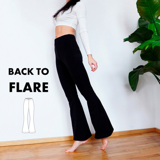 PDF sewing pattern - Women´s High Waist Flare Leg Pants BACK TO FLARE (Sizes 32-60)