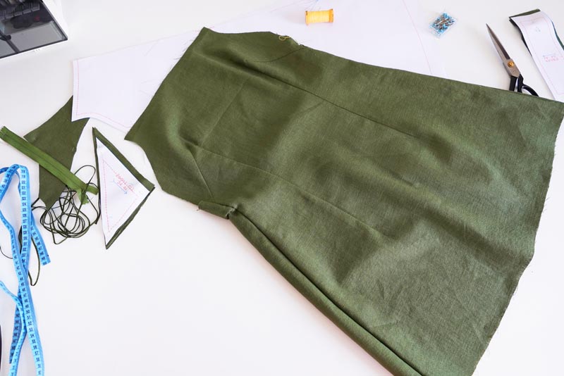 Sewing pattern for women's linen dress with spaghetti straps and exposed back LINEN