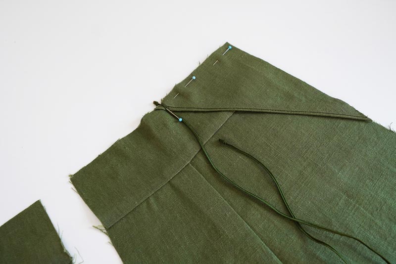 Sewing pattern for women's linen dress with spaghetti straps and exposed back LINEN - assembling the back pieces