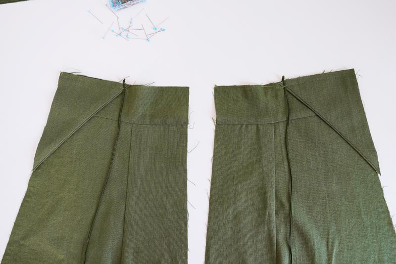 Sewing pattern for women's linen dress with spaghetti straps and exposed back LINEN - assembling the back pieces