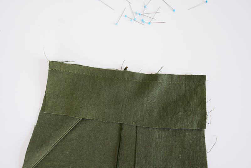 Sewing pattern for women's linen dress with spaghetti straps and exposed back LINEN - sewing the waist