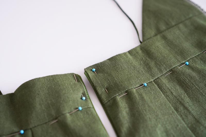 Sewing pattern for women's linen dress with spaghetti straps and exposed back LINEN - sewing the waist