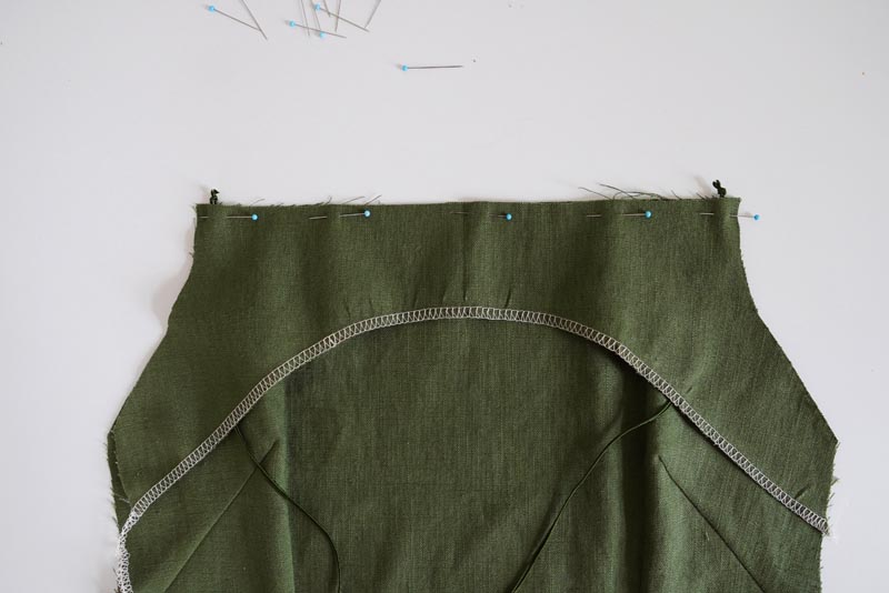 Sewing pattern for women's linen dress with spaghetti straps and exposed back LINEN - front facing